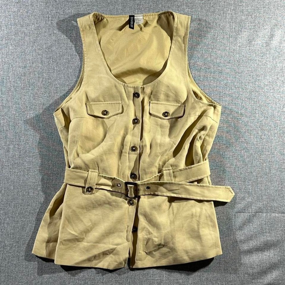 Tan H&M button-up vest with belt